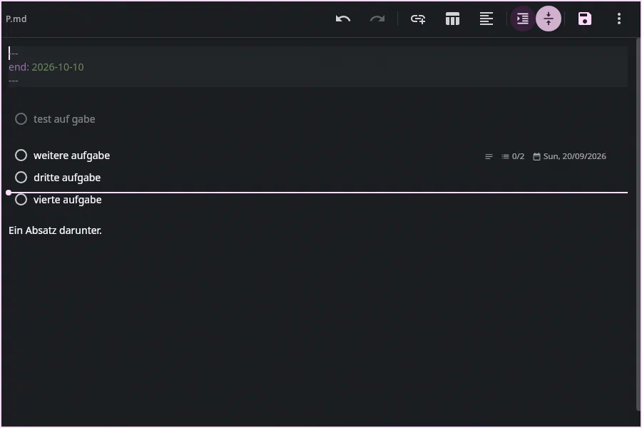 Dragging a task by its handle