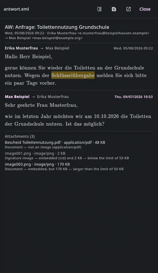 An email in the preview